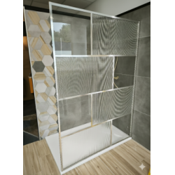 Paroi de Douche Fixe ART DECO - Verre en Relief & Profilé Nickel Brossé Paroi de Douche Fixe ART DECO - Verre en Relief & Profilé Nickel Brossé