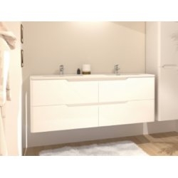 Meuble double vasque LUNA 140cm Blanc Brillant Meuble double vasque LUNA 140cm Blanc Brillant