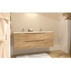 Meuble double vasque LUNA 140cm Bois Clair Meuble double vasque LUNA 140cm Bois Clair