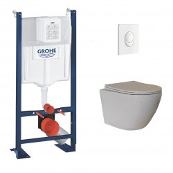 Pack WC Grohe Rapid SL Project + Cuv. KELOS Flush Blanc + Plaque Blanche