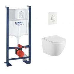 Pack WC Grohe Rapid SL Project + Cuv. KELOS Flush Blanc Mat + Plaque blanche
