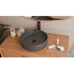 Vasque ronde à poser cannelée BEYOND Ø 40 cm Gris Foncé Mat