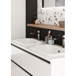 Meuble vasque JUPITER 3.0 Blanc Brillant 120 cm - Plan Dune - Sans miroir