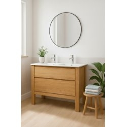 Meuble double vasque Bois massif WOOD 2 tiroirs 120cm