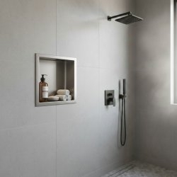 Niche murale de douche, étagère encastrable douche acier Inox Brossé - 30x30cm