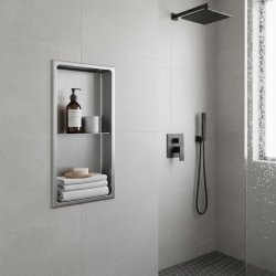 Niche murale de douche, étagère encastrable douche acier Inox Brossé - 60x30cm