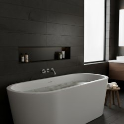 Niche murale de douche, étagère encastrable douche acier Noir Mat - 30x90cm