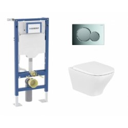 EN STOCK | Pack Geberit UP320 + Cuvette sans bride OPTICA + Plaque Chrom&eacute; Brillant