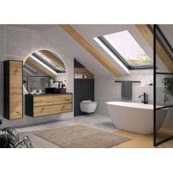 Meuble de salle de bains MONTANA Noir et Chêne Artisan