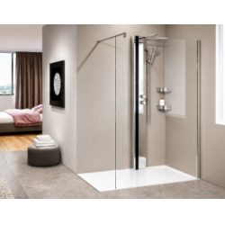 Exp&eacute;di&eacute; sous 3 semaines | Colonne de douche LINE 1 en aluminium Argent /Bande Noir Mat - M&eacute;canique