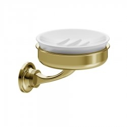 Exp&eacute;di&eacute; sous 6 semaines | Porte-savon r&eacute;tro mural GUILD Burlington - Gold - Blanc