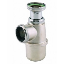 Siphon pour évier, réglable de 50 à 100 mm, sortie D.40 mm, NF, nickel mat