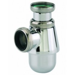 Siphon de lavabo chromé, taille réglable 35/90 mm, sortie D. 32 mm, laiton
