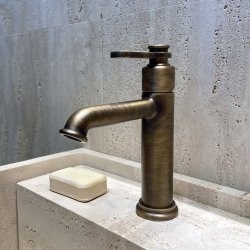 Mitigeur de lavabo Vieux bronze mat H190 FARO vidage clic-clac
