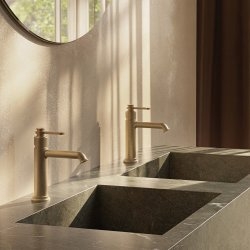 Mitigeur de lavabo or brossé H190 FARO vidage clic-clac