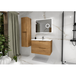 Meuble vasque LUNA Bois Vieilli 80cm avec miroir Lite
