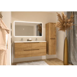 EN STOCK | Meuble double vasque LUNA Bois Vieilli120cm avec Miroir Reflet