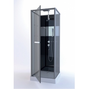 Cabine carrée PRADO Noir/Miroir 