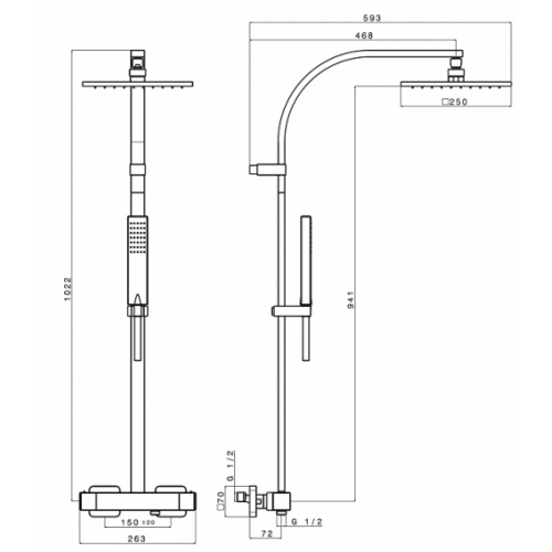 Colonne de douche thermostatique SOFT Sf48651 schéma