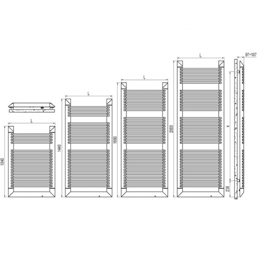 Radiateur sèche serviettes électrique Evo Irsap 700 W Evo schéma