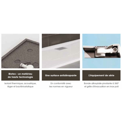 Receveur 1/4 rond Kinesurf Blanc extra-plat - 90x90 Caractéristique 1 