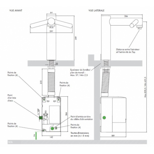 Sèche-mains / Robinet Dyson Airblade Wash + Dry Long - WD05LONG Ab10 cote