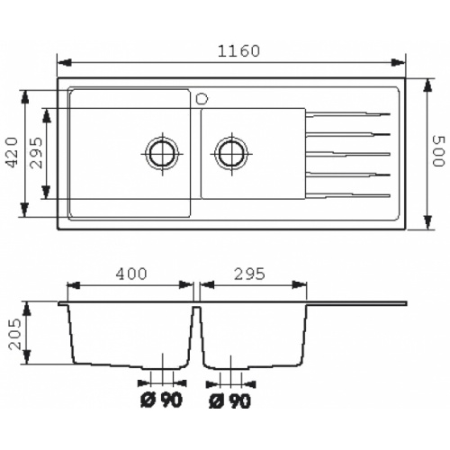 Evier de cuisine Premium 2 cuves EV421 Croma** 421 plan évier