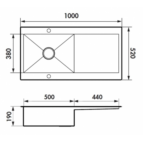 Evier de cuisine Inox 1 cuve Roma Plus EV56011E Ev56011 cote