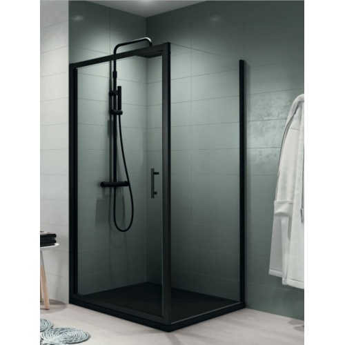 Porte pivotante ZEPHYROS G 70cm - Verre Transparent - Profilé Noir Porte pivotante ZEPHYROS G 70cm - Verre Transparent - Profilé Noir