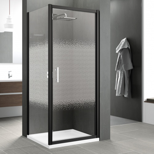 Porte pivotante Zephyros G 70cm - Verre Sérigraphié - Profilés Noir Porte pivotante Zephyros G 70cm - Verre Sérigraphié - Profilés Noir