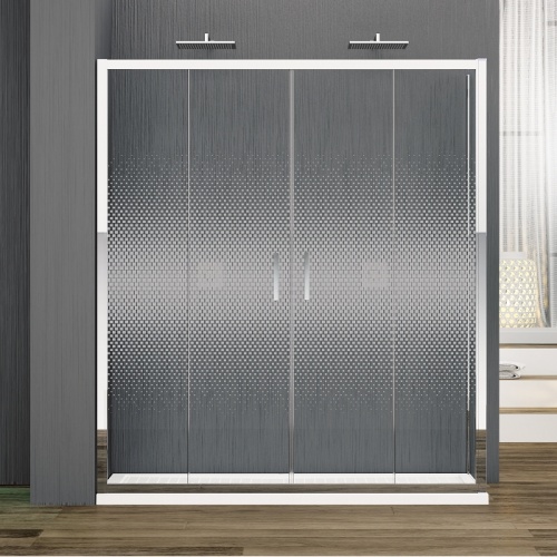 Porte coulissante Zephyros 2A 200cm verre Sérigraphié, profilés Chromé
