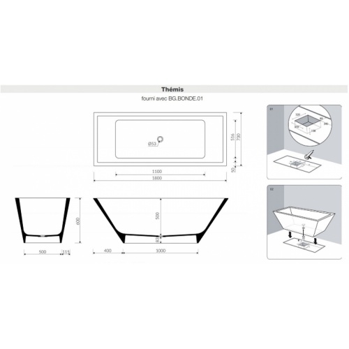 Baignoire ilôt Design CEDAM 180x75 Themis Themis cotes 2017 Baignoire ilôt Design CEDAM 180x75 Themis Themis cotes 2017