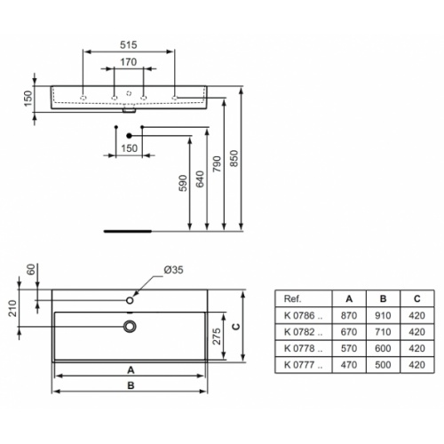 Lavabo en grés mural ou à poser Strada 71 cm Lavabo strada cote Lavabo en grés mural ou à poser Strada 71 cm Lavabo strada cote