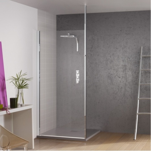 Paroi de douche fixe KINESPACE SOLO avec Mât - Transparent - 70 cm