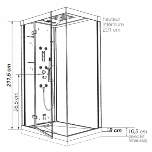 OLD - Cabine de douche Thermostatique 120x90 Kineform 120 Rubis Kineform120 cote OLD - Cabine de douche Thermostatique 120x90 Kineform 120 Rubis Kineform120 cote