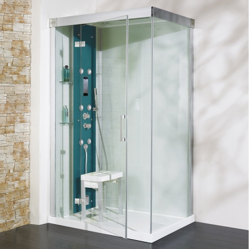 OLD Cabine de douche Hydromassante + Hammam 120x90 Kineform 120 Turquoise