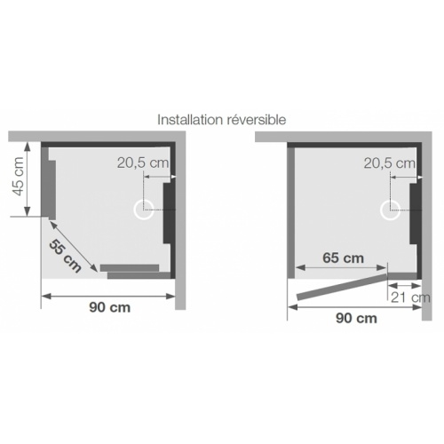 Cabine de douche Kineform Thermostatique Carré 90 cm - Perle noire Kineformc cote 2