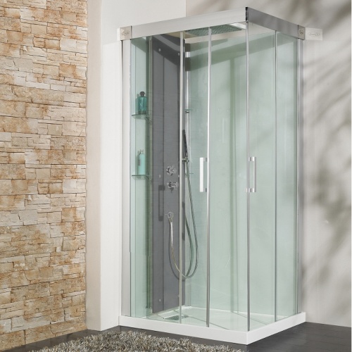 Cabine de douche Kineform Thermostatique 100x80 - Coulissante - Acier