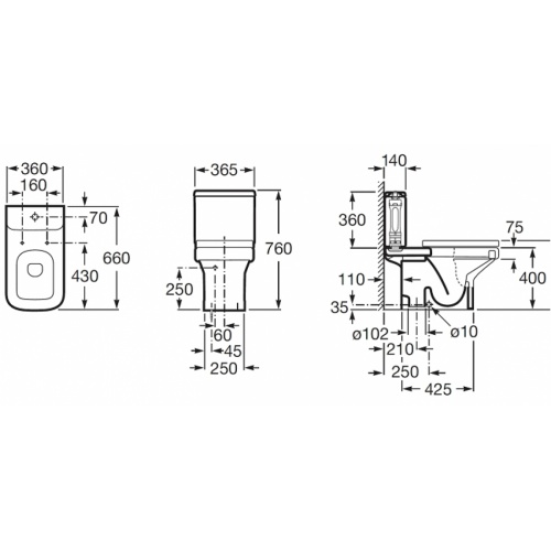 Pack WC Dama-N sortie verticale ROCA Dama cote Pack WC Dama-N sortie verticale ROCA Dama cote