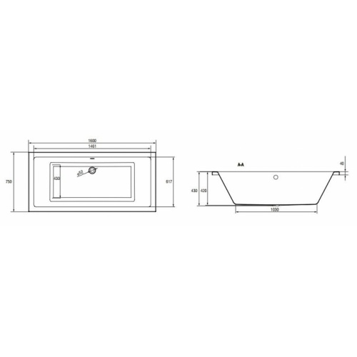 Baignoire rectangulaire 170x75 Intro sans tablier