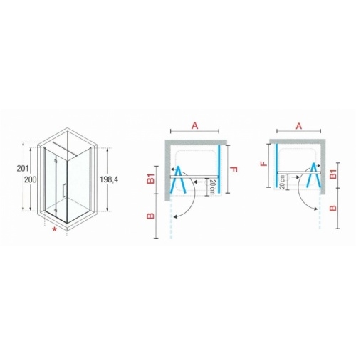 Paroi d'angle Young 2.0 GS+F gauche 80x80cm Transparent Silver 0 2gs+f schéma Paroi d'angle Young 2.0 GS+F gauche 80x80cm Transparent Silver 0 2gs+f schéma