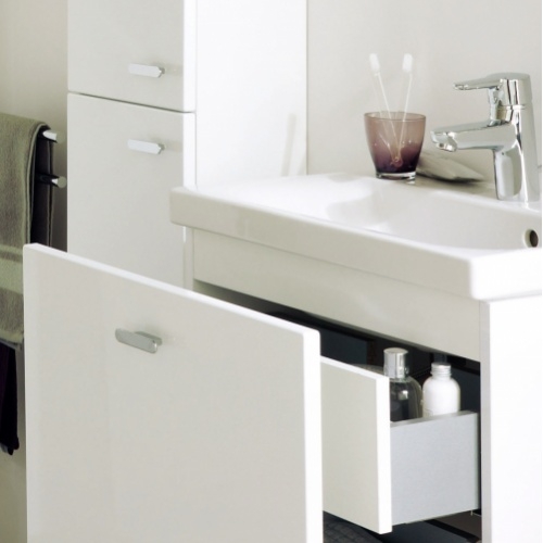 Meuble simple vasque 50cm Noyer Connect Space E0312 tiroir zoom