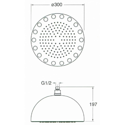 Douche de tête lumineuse DYNAMO LEDS Blancs - PD02951 Pd02951 cote Douche de tête lumineuse DYNAMO LEDS Blancs - PD02951 Pd02951 cote