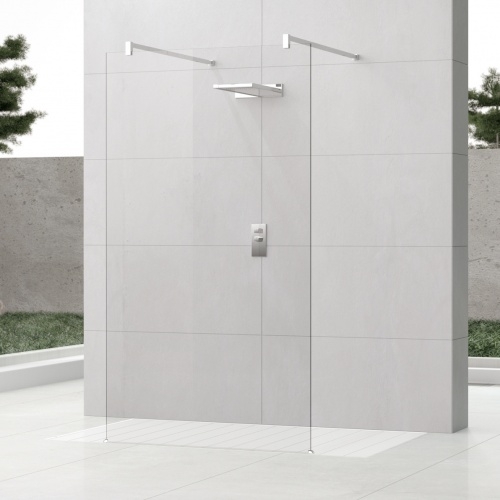 Paroi de douche fixe 155cm Walk in Kuadra H3 Transparent Chromé