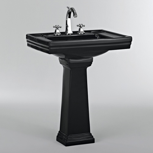 Lavabo 3 trous + colonne rétro céramique noire Ascott Ascott ceramique noir lavabo 68205+colonne 68208 + robinet 62261 chrome