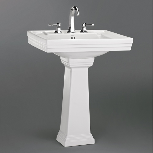 Lavabo 3 trous + colonne rétro céramique blanche Ascott