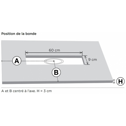Receveur de douche 100x100 Graphite écoulement linéaire Ardesia Position bonde 2 Receveur de douche 100x100 Graphite écoulement linéaire Ardesia Position bonde 2