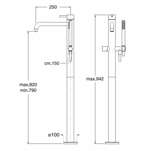 Colonne bain douche sur pied TRIVERDE - TV18951 Tv18951 schema Colonne bain douche sur pied TRIVERDE - TV18951 Tv18951 schema