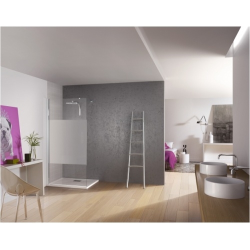 Paroi de douche fixe Kinespace Solo avec bande centrale dépolie 120cm Kinespace solo barre bd depolie