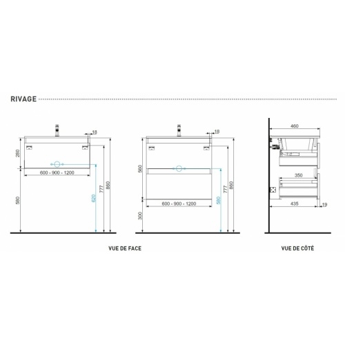 Meuble simple vasque bicolore 90 cm RIVAGE Opale Blanc et Chêne Brut Plans Techniques RIVAGE Meuble simple vasque bicolore 90 cm RIVAGE Opale Blanc et Chêne Brut Plans Techniques RIVAGE